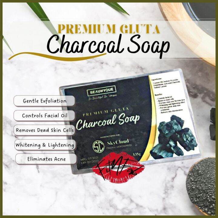 FitNFab Beaunyque Premium GLUTA CHARCOAL SOAP 135g 100 All Natural
