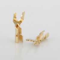 คุณภาพสูง8Pcs Hi-End ปลั๊กทองแดงแข็ง24K Gold Plated Spade Plug สายลำโพงขั้วต่อ HiFi