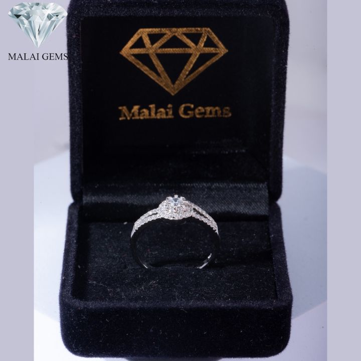 malai-gems-แหวนเพชร-แหวนเพชรล้อม-เงินแท้-925-เคลือบทองคำขาว-ประดับเพชรสวิส-cz-รุ่น-151-1ri58657-แถมกล่อง