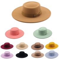 2023 Fedora Hat For Women Men Flat Top Concave Design Autumn Winter Bow Tie Jazz Hat Colorful Unisex Wide Brim Hats Panama