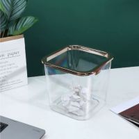 ✟▽ GIANXI Desktop Mini Wastebasket Transparent Without Cover Plastic Waste Bin Storable Sundries Trash Can Office Supplies