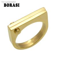 ♀  Fashion Flat Shackle Tag Ring punk Screw Finger Ring Rose Gold Color Rings For Women Titanium Steel Ring Jewelry Wholesale