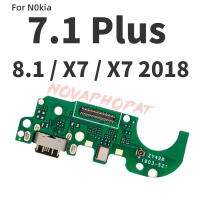 Novaphopat 10ชิ้นสำหรับ Nokia 7 7.1 X7 2018 8.1 8 X71บวกแท่นชาร์ท USB ช่องเสียบชาร์จปลั๊กบอร์ดไมโครโฟนสายเคเบิลงอได้