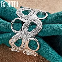 DOTEFFIL 925 Sterling Silver AAAAA Zircon Heart Ring For Woman Fashion Wedding Engagement Party Gift Charm Jewelry