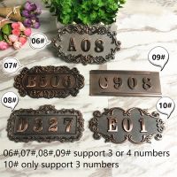 ABS Plastic European Retro Style Customized House Number Imitation Metal Bronze Door Plate Address House Number Plate For House Wall Stickers Decals