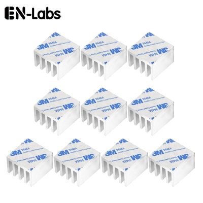 En-Labs 10pcs Aluminum Heatsink 14*14*10mm Electronic Chip Radiator Cooler w/ 3M9448A Thermal Double Sided Adhesive Tape Adhesives Tape