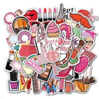 50pcs Pink Makeup Cute Girl Cosmetics Sticker Lipstick Beauty Cosmetics Notebook Planner Scrapbooking Laptop Stickers