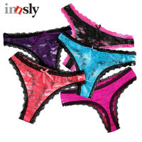 Innsly Women Lace Thongs Transparent Sexy T-back Panties Cotton Crotch