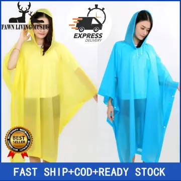Stylish Hooded Women Raincoat Outdoor Long Poncho Waterproof Rain Coat  Rainwear