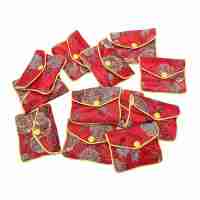 12 In 1 Small Jewelry Box Jewelry Red Jewelry Bag Embroidered Silk Cloth Bag Coin Purse