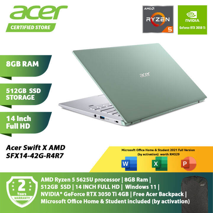 Acer Swift X SFX14-42G-R4R7 Laptops NX.K75SM.001 Mint Green AMD Ryzen 5 ...