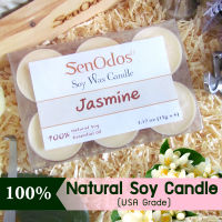 SenOdos เทียนหอม อโรม่า เทียนทีไลท์ Tealight Set Jasmine Soy Candles เทียนหอม อโรม่า - กลิ่นมะลิแท้ 15 g. (6 ชิ้น)