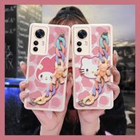 cute Back Cover Phone Case For Xiaomi Redmi K50 Ultra/Xiaomi 12T/12T Pro Raised lens Cartoon Little Bear Color Chain