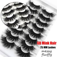 MEND SKONHED 8 Pairs ขนตาปลอม Fluffy Messy Glam Thick 6D Mink Hair ขนตา 25 มม. ต่อตา ขนตาปลอม