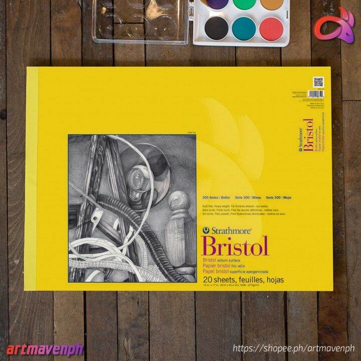 Strathmore 300 Series Bristol Paper Pad Smooth or Vellum Surface 14x17
