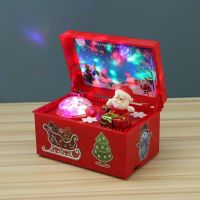 Christmas Style Music Box Beautiful Plastic Creative Santa Claus Decor LED Music Box for Party Gifts