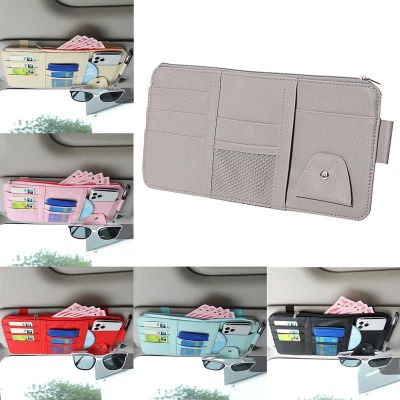 Multifunction Car Sun Visor Storage Bag Card Pocket Glasses Clip Wallet Phone Pen CD Holder For Automobile Interior Accessories