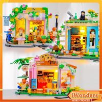 Creative House Building Blocks ร้านดอกไม้สตูดิโอเบเกอรี่แบบเปิดได้มาพร้อมกับ Minifigures Series DIY LED เครื่องประดับรุ่นผู้ใหญ่เด็กปริศนาประกอบของเล่นของขวัญ