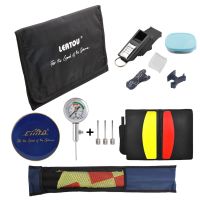 Soccer Whistle Bag Football Referee Wallet Coin Cards Linesman Flags Ball Pressure Barometer Set Training Match Accessories Survival kits