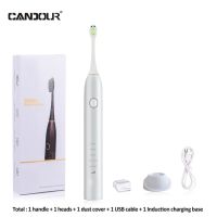 Candour ซีดี-5133แปรงสีฟันไฟฟ้าพลังคลื่นเสียงแปรงสีฟันชาร์ทได้อัตโนมัติชาร์จได้พร้อมหัวแปรงเปลี่ยนได้8ชิ้น