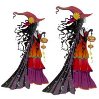 Creative Halloween Witch Doll Broom Hat Red Black Courtyard Garden Lawn Decor Collectibles Props Party Metal 10-15 Drop shipping