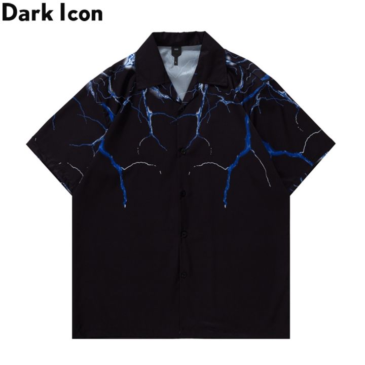 เสื้อเชิ้ตแขนสั้นพิมพ์ลาย-icon-lightning-แฟชั่นสไตล์ฮิปฮอป-2020-สําหรับผู้ชาย