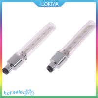 LOKIYA 2แพ็คจักรยาน Waterproof5LED ไฟท้ายจักรยานสำหรับล้อยางวาล์วพูด