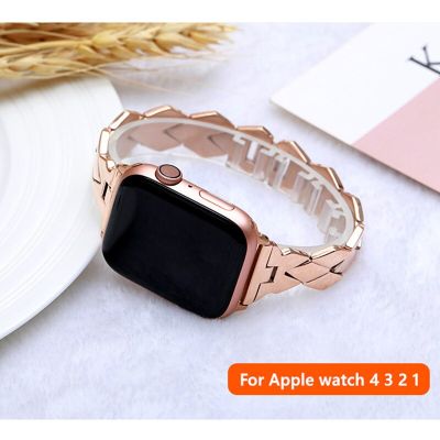 Stainless Steel strap for Apple Watch band 40mm 44mm 45mm 41mm 38mm 42mm Rhombic Metal Bracelet iwatch series 3 4 5 se 6 7 band Straps