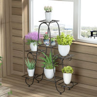 ชั้นวางต้นไม้ ชั้นวางที่วางต้นไม้ ชั้นวางกระถางต้นไม้ 7 Tier 86.5x99.5cm Metal Plant Stand 7 Pots Plant Shelf Garden Plants Stand