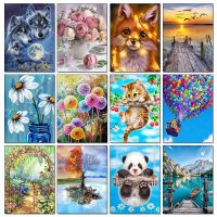 【hot】☊⊙☸  5D Painting Landscape Round Embroidery Mosaic Rhinestone Decoration Picture