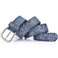 New Fashion Womens Rivet Belts Punk Rock Style Male Belt For Lady PU Leather Sequins Metal buckle Wide Metal Star Rivet bead