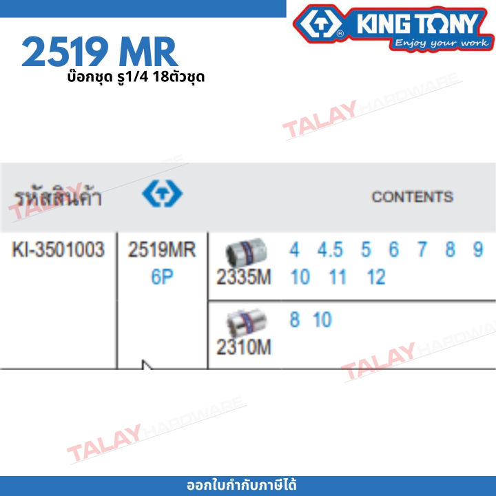 kingtony-ชุดบล็อกรู1-4-18ชิ้น-รุ่น2519mr-4-12มิล-ขอบหกเหลี่ยม-คิงโทนี่-ไต้หวันแท้-100