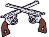 iron on patch Embroidery 2 Pistols Cowboy gun 10 x 7cm ปืนพก คาวบอย ตัวรีด เย็บติดผ้าประเทศไทย โลโก้ปัก มีกาวสำหรับรีด ตกแต่งเสื้อผ้า