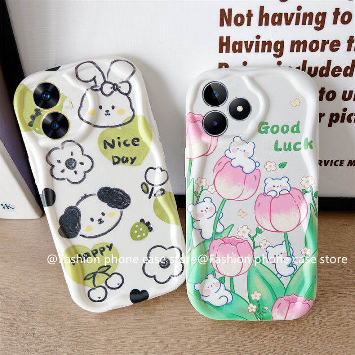 phone-case-เคส-realme-c53-c55-nfc-c30-c30s-c33-c35-realme10-4g-การ์ตูนกระต่ายหมีดอกทิวลิปป้องกันเลนส์ซิลิโคนนิ่มฝาครอบหลัง2023