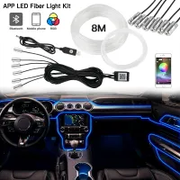 Car Atmosphere Lights Neon Wire Strip RGB Fiber Optic Light Auto Interior Decorative Ambient Lamp by APP Vehicle Accessories