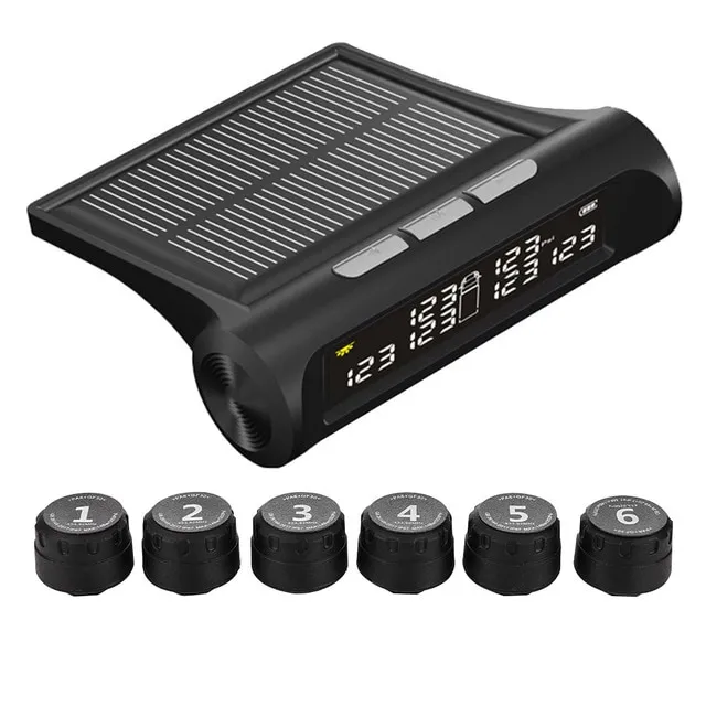 Truck TPMS LCD Wireless Car Tire Pressure 6 Tires Solar Camper Trailer