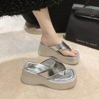 Flat Shoes Female Womans Slippers Heeled Mules Rubber Flip Flops Slides Platform Lady On A Wedge 2023 High Summer Hawaiian