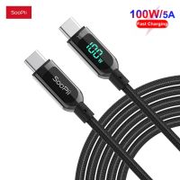 SooPii 100W 5A Type C Cable LED Display USB C to USB C Cable Fast Charging For Smart Phones MacBook Type-C Charging Cable Furniture Protectors Replace