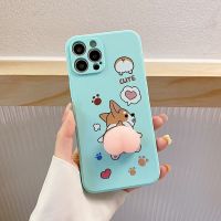 Cute Corgi Liquid silicone Squishy Peach Butt Phone Case For Iphone 11 12 13 Pro 6s 7 8 Plus X XR XS Max SE Reliver Stress Cover