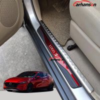 For Mazda 3 Car Accessories Door Sill Protector Scuff Plate Pedal Stickers Trim Styling 2014 2015 2016 2017 2018 2019 2022 2021 Cables