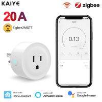 Power Monitor 20A Tuya Smart Zigbee Plug Socket US Wireless Control Outlet with Energy Timer Works with Alexa Home Assistant