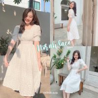 ✨พร้อมส่ง ♡︎Norah lace dress⁣♡︎⁣ ชุดเดรสสีขาว ลายปักดอกไม้ มีซิบหลัง ชุดลูกไม้ ชุดไปทำบุญ