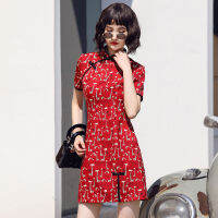 Summer 2022 Ancient Traditional Chinese Cheongsam For Woman Short-sleeved Vintage Party Performance Elegant Dresses