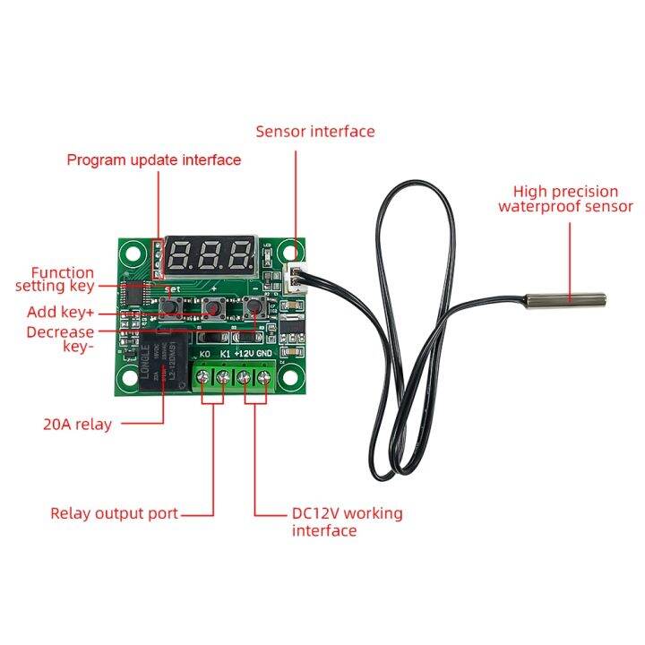 【cw】 W1209 12V Temp Thermostat Temperature Control Module On/Off