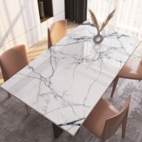 【small stationery】    Nordic Marble โต๊ะกาแฟ MatSoft Glass Tablecloth Table PadDining Table Mat อัพเกรด SendRoll ไม่มีกลิ่น