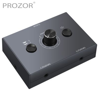 PROZOR 2 x 1/1 x 2 3.5mm Stereo Audio Switch Bi-Directional Switcher with Mute Button No External Power Required Audio Splitter