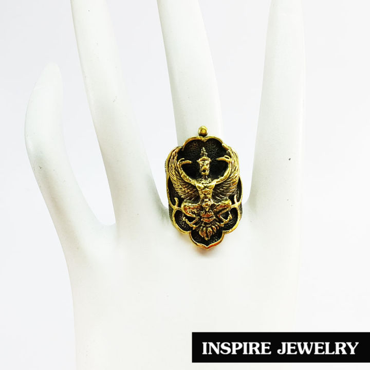 inspire-jewelry-แหวนรูปพญาครุฑ-แหวนรูปพระพิฆเนศ-ข้างรูปพญานาค-และเครื่องหมายโอม-แหวนร-มีให้เลือกหลายแบบ-หล่อด้วยทองเหลือง-รมดำ