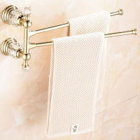 180 Degree Rotating Gold Crystal Towel Bars Brass Towel Holder 30cm Wall Mounted Swivel Towel Holder Bathroom Accessories