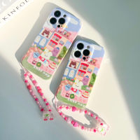 [i14] พร้อมส่ง เคสสำหรับ iPhone case เคสไอโฟน เคสกระต่าย cute day+โซ่ลูกปัดคล้องมือเคสคล้องมือ I11,11promax,12,12pro,12promax,13,13Pro,13Promax,14,14Pro,14Promax