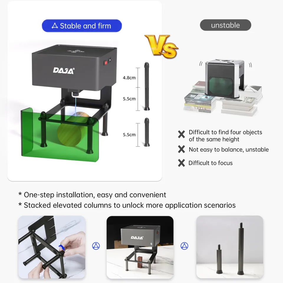 DAJA DJ7 Laser Engraver Desktop CNC Engraving Machine, Portable Mini Laser  Cutter Engraver for Wood, Leather, Paper, Plastics（Cannot engrave Metal